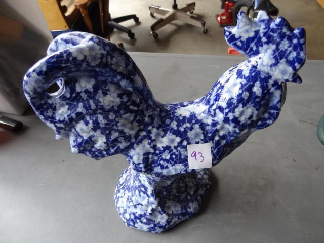 lot 93 image: Ceramic rooster. Floral pattern...