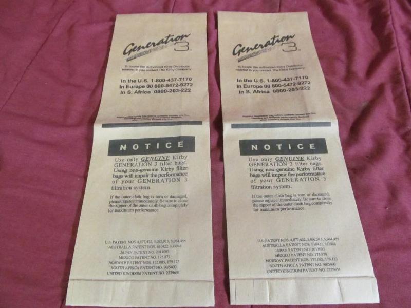 lot 133 image: 2 Generation 3 Kirby Vacuum Bags...