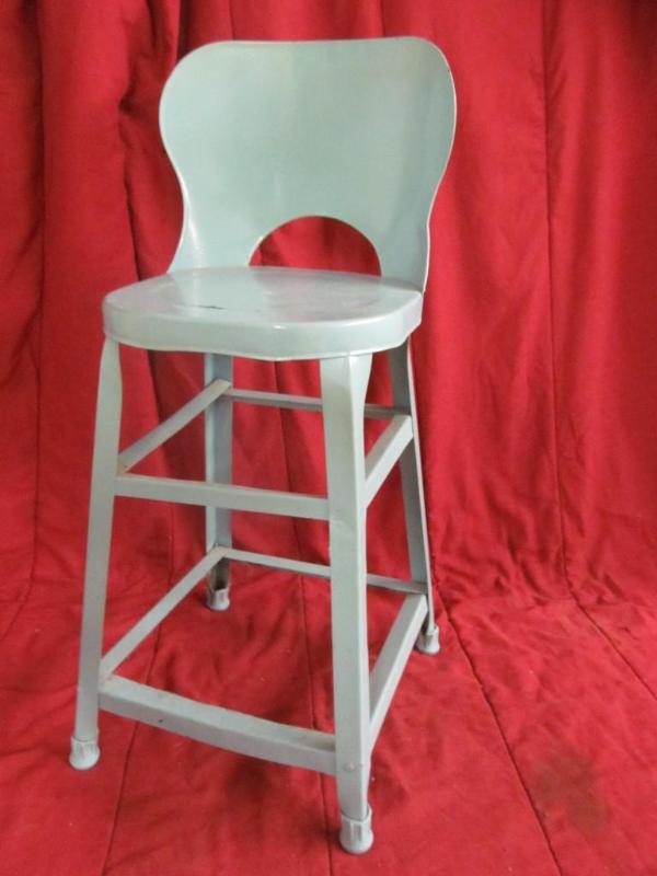 lot 151 image: Vintage Metal Stool, 21 in Seat Hei...