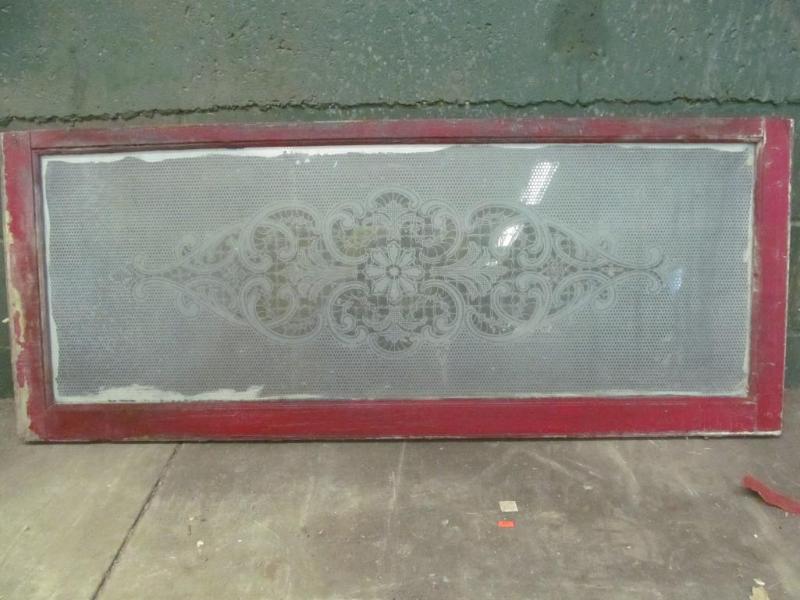 lot 221 image: Vintage Etched Glass Window, 20 in ...
