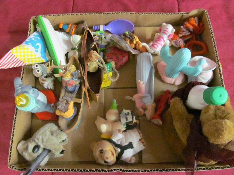 lot 25 image: Box with Teddy Bear, Boat, Moose, D...
