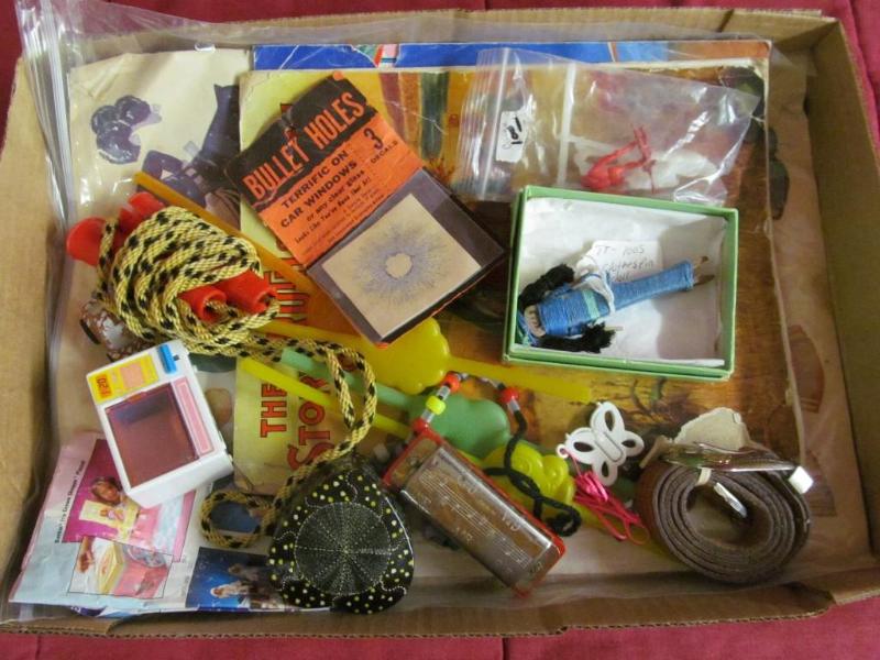 lot 32 image: Vintage Belt, Jump Rope, Straws, Bo...
