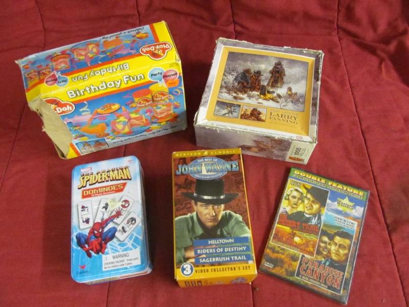 lot 37 image: Puzzle, Play-Doh Kit, 3 Pack VHS Jo...