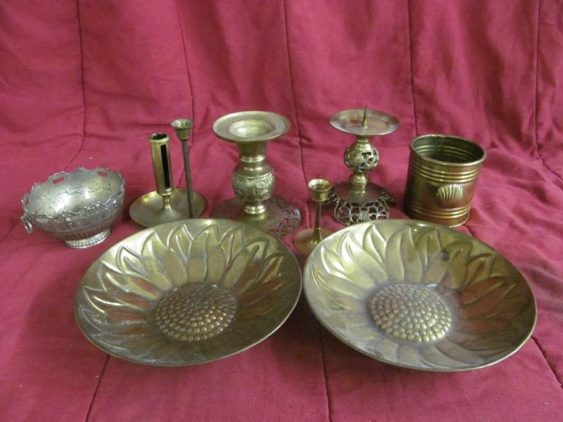 lot 46 image: Brass Items - 2 Bowls 9 12 in Diam...