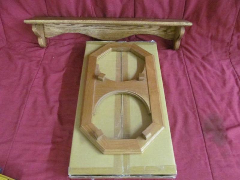 lot 71 image: Oak Shelf with Plate Rail and 2 Ver...
