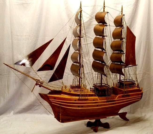 This is a hand made wooden ship mea...
