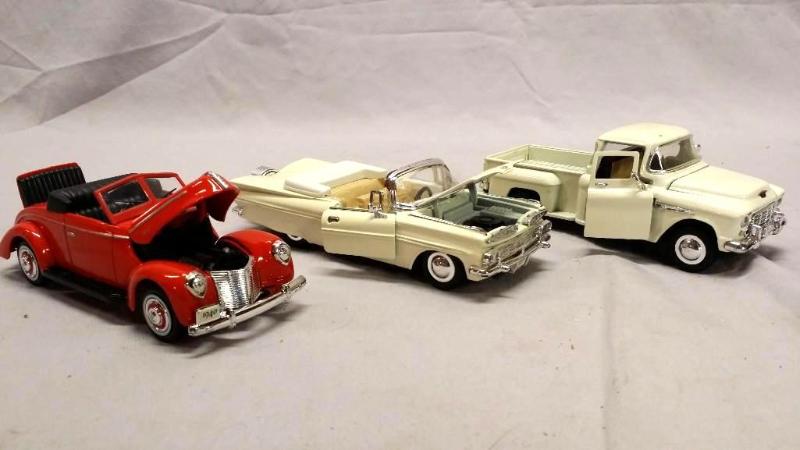 3 Die cast cars including 1959 Che...