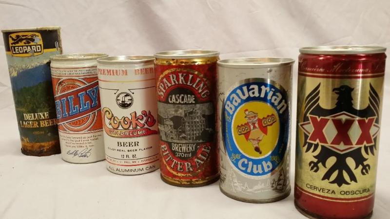 6 Empty Beer cans including Leopar...