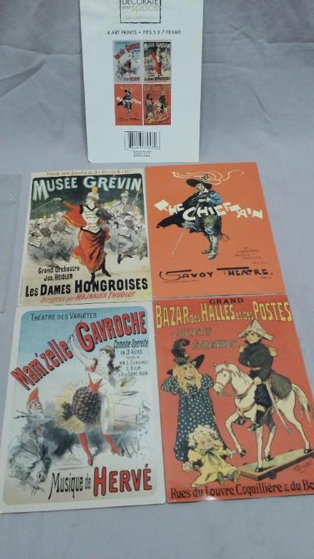 4 French Poster Art cards 5&quot x...