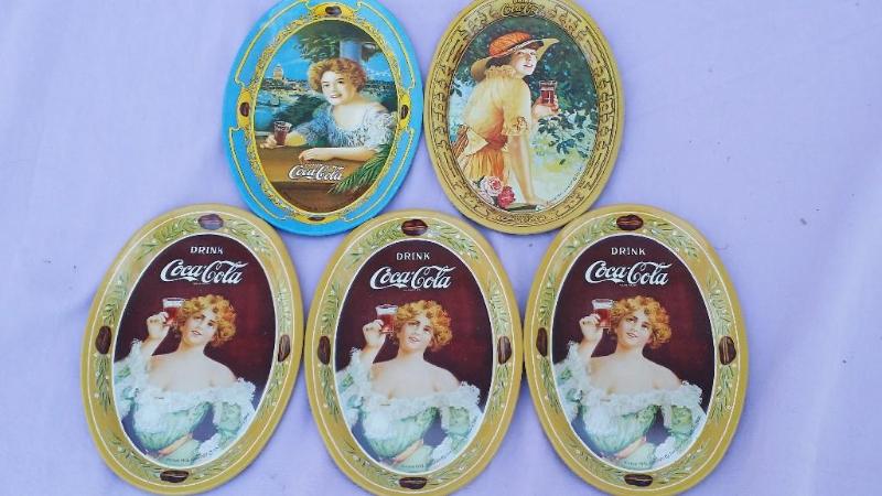 (5) Miniature Coca-Cola Trays stam...