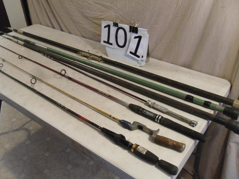 lot 101 image: Lot of 7 Assorted Fishing Rods. 3 a...