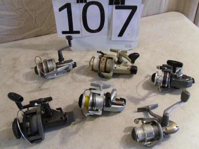 lot 107 image: Lot of 6 Assorted Fishing Reels. Br...