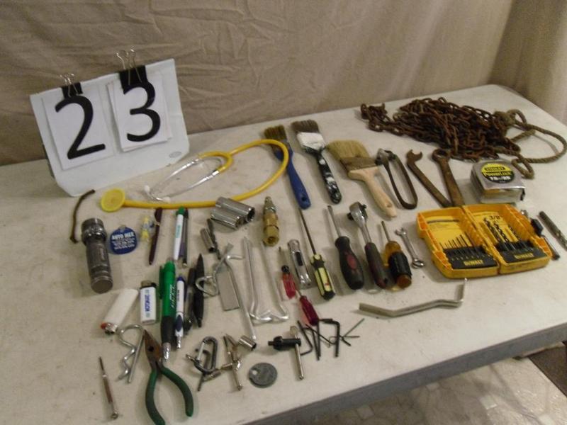 lot 23 image: Lot of Assorted Tools. Drill Bits, ...
