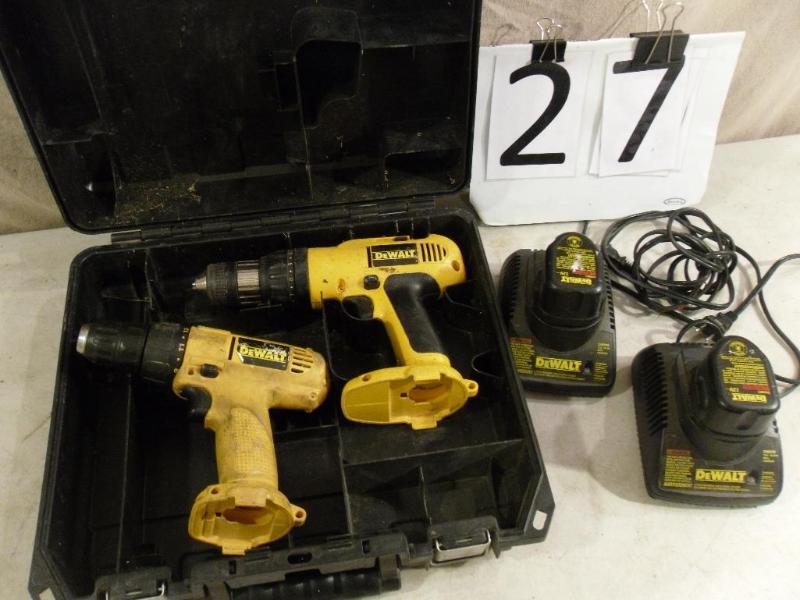 lot 27 image: 2 DeWalt&nbspCordless Drills with ...