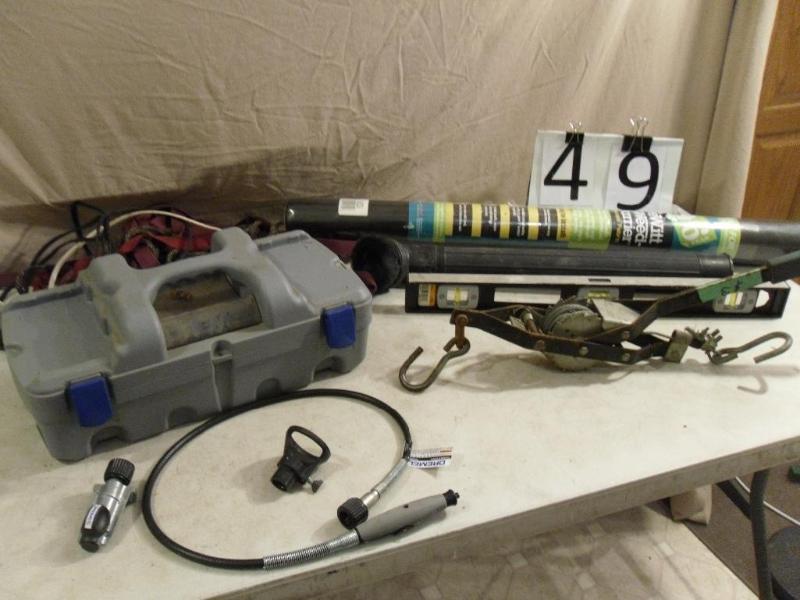 lot 49 image: Come a long, aluminum level, landsc...