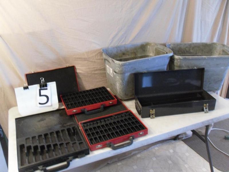 lot 5 image: 2 Totes (dirty and no lids), Metal ...