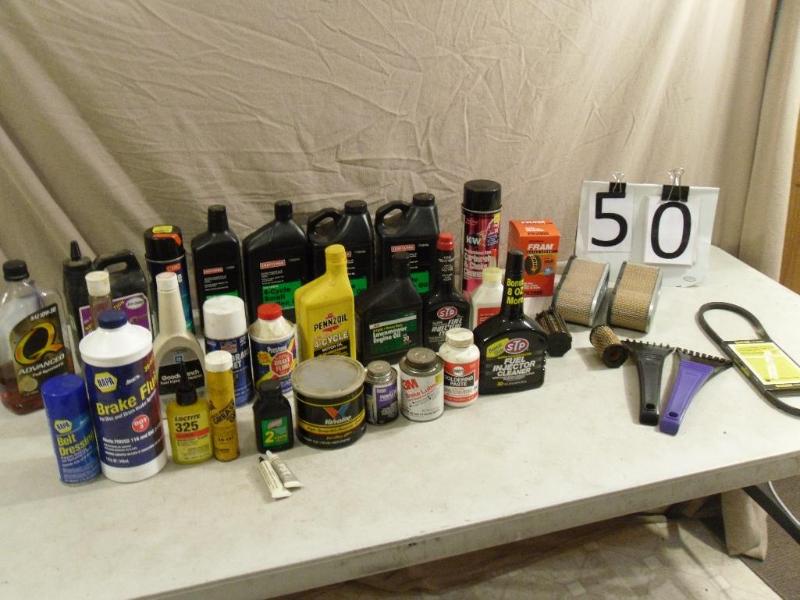 lot 50 image: Lot of shop chemicals and more. Bri...