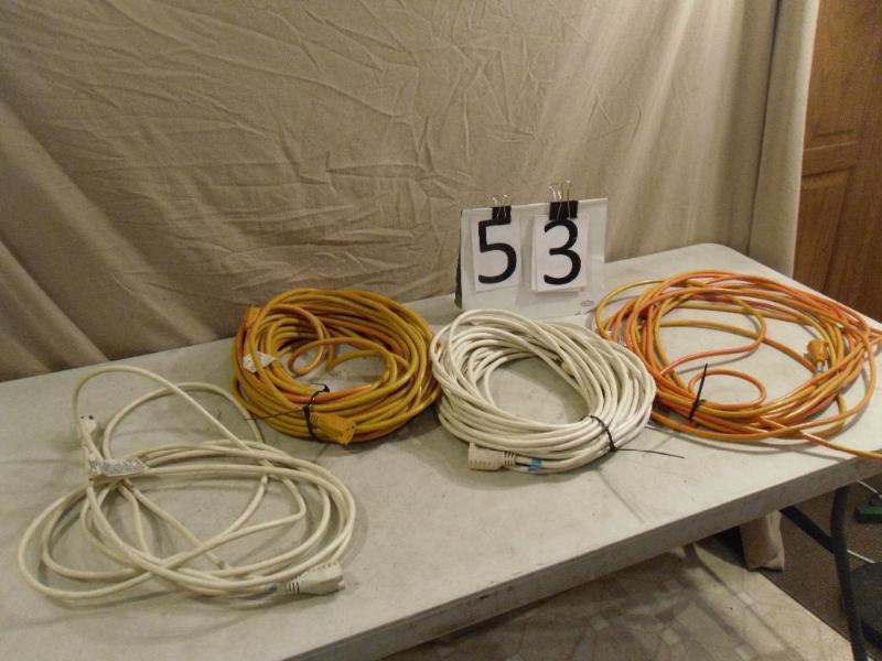 lot 53 image: 4- Extension cords. Ends look good,...
