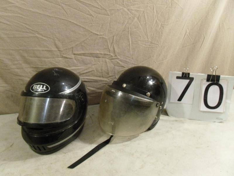 lot 70 image: 2 vintage helmets. Bell snowmobile,...