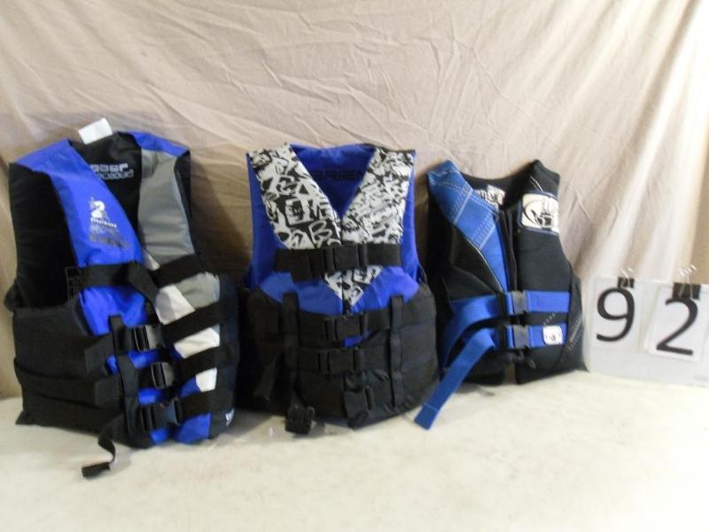 lot 92 image: Lot of 3 Assorted Life Jackets. Bod...