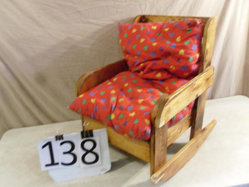 lot 138 image: Kids Wood Rocking Chair with Remova...