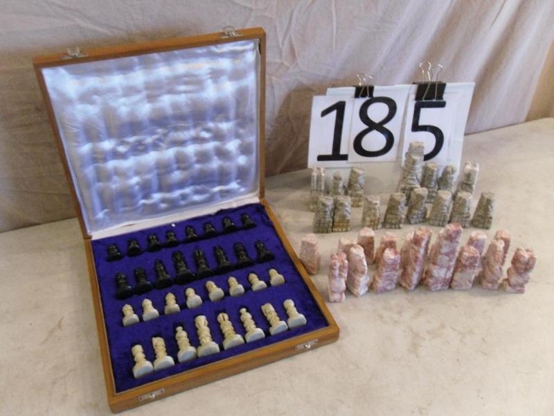 lot 185 image: Nice Chess Set in Case. Top of Case...