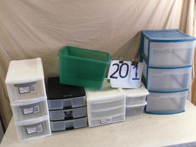 lot 201 image: Lot of Plastic Storage Drawers and ...