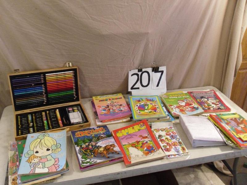 lot 207 image: Colored PencilsOil Pastels in Wood...