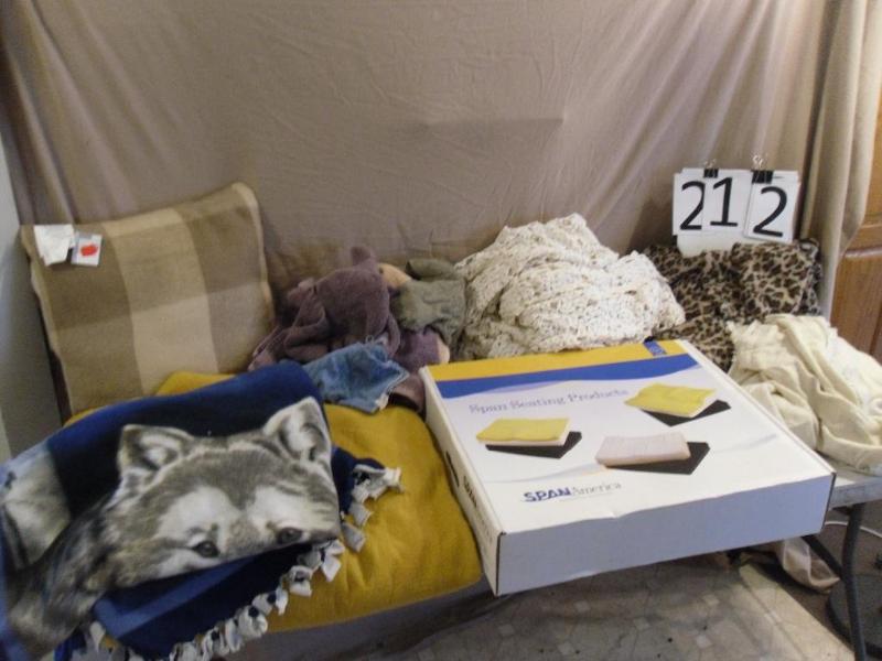 lot 212 image: Lot of Assorted Blankets and More. ...