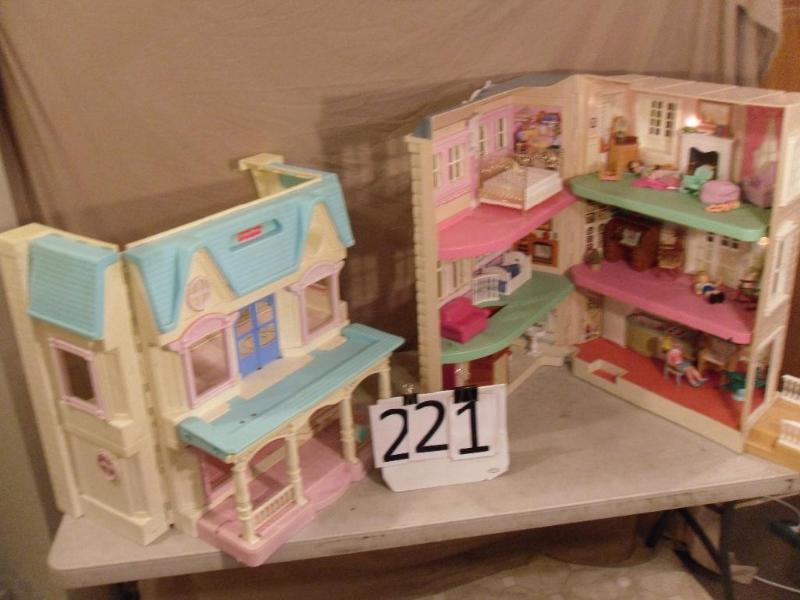 lot 221 image: 2 Large Doll Houses. Both Fold up f...