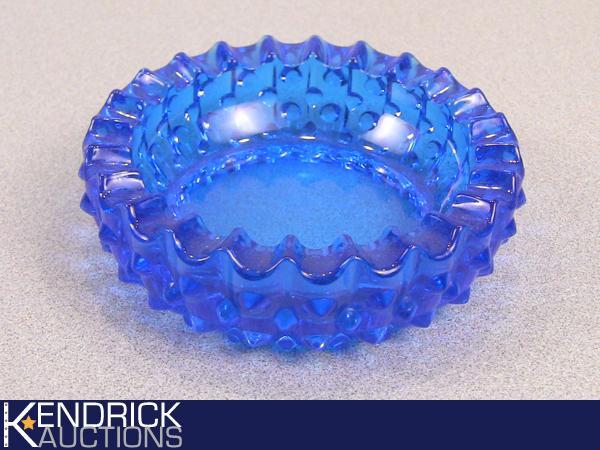 Blue Hobnail, Faceted Rim Depression Glass Candy Dish
