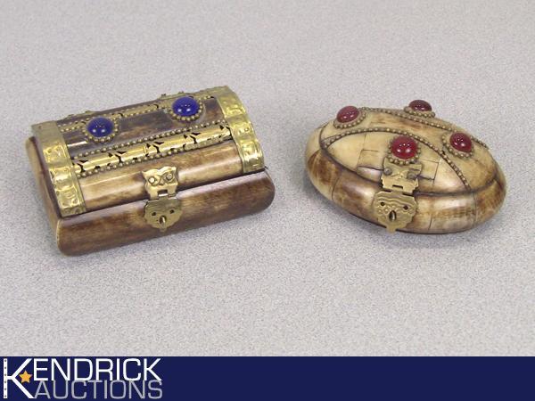 Jeweled Bone Trinket Boxes