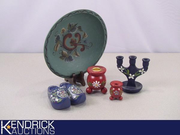 Vintage Swedish Wood Painted Decor Items
