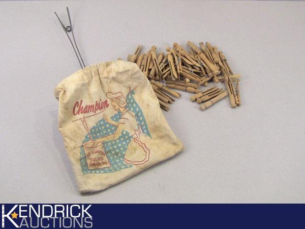 Vintage Bag of Wood Clothes Pins