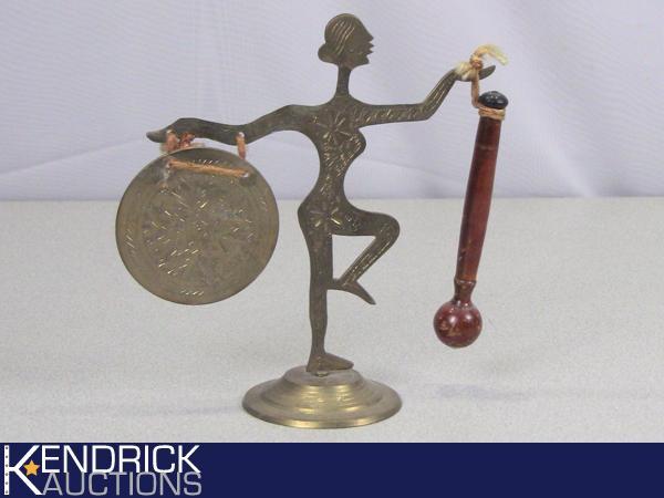 Vintage Brass Metal Gong Sculpture