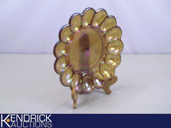 Vintage 16 Spot Amber Carnival Glass Hors Devours Serving Tray