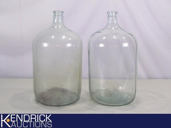 2 Large Vintage Heavy Glass 5 Gallon Water Cooler Jugs