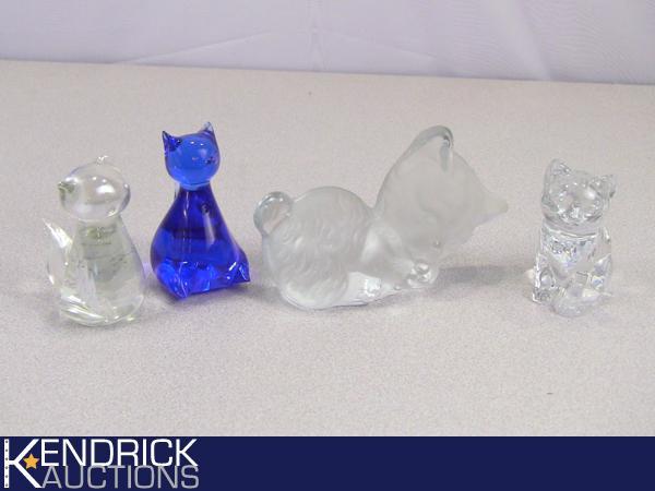 3 Glass Cat Sculptures