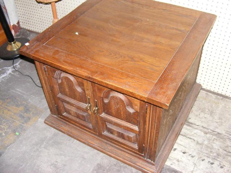 lot 532 image: Side table with doors, 28 square,...