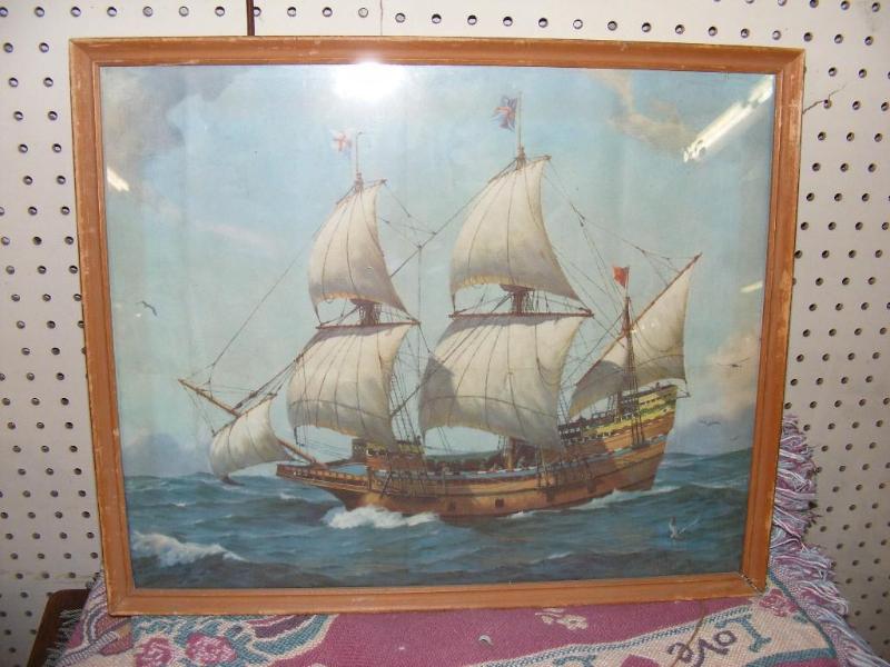 lot 539 image: Ship Picture, approx 21 x 17.5...