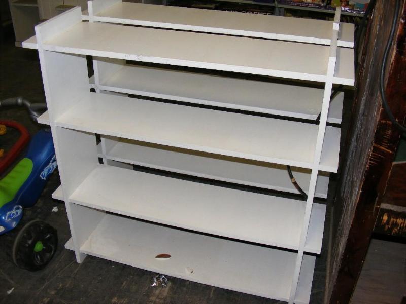 lot 560 image: two white shelves, 36 tall, 36 ...