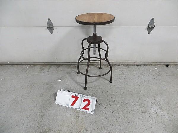 lot 72 image: Metal and Wood Bar Stool . Adjustab...