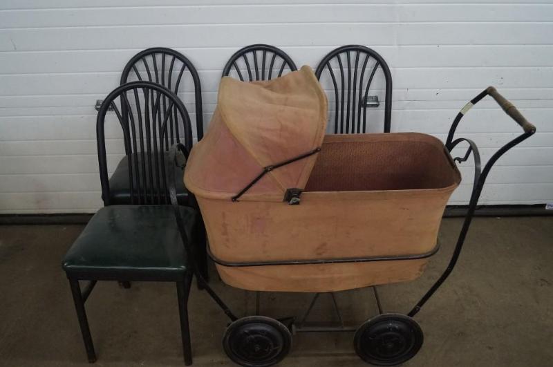 Chairs and Old Baby Carriage