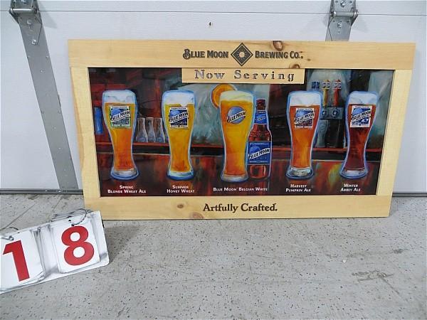 Blue Moon Glass and Wood Sign. 40&q...
