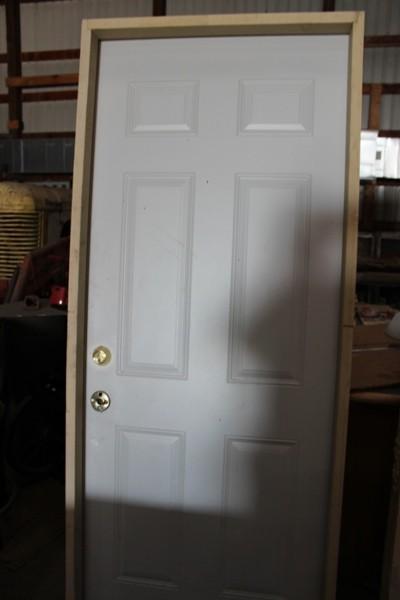 Steel door with frame and door kno...