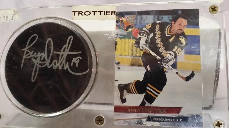lot 41 image: Signed Hockey puck #19 Bryan Trotti...