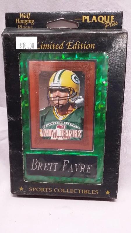 lot 56 image: Brett Farve hanging wall plaque Lim...