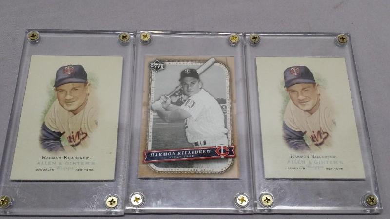lot 75 image: 3 Harmon Killebrew cards all in scr...