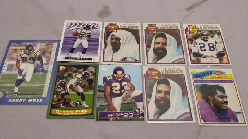 lot 94 image: 9 Minnesota Vikings cards including...