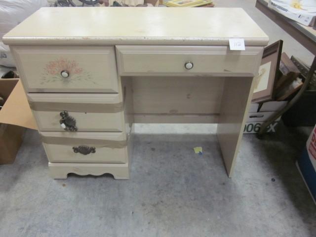 Wooden desk with drawers, pained fl...